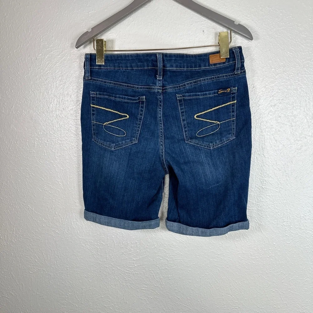 Seven sunset Bermuda roll up denim jorts shorts size 8 - Picture 2 of 4